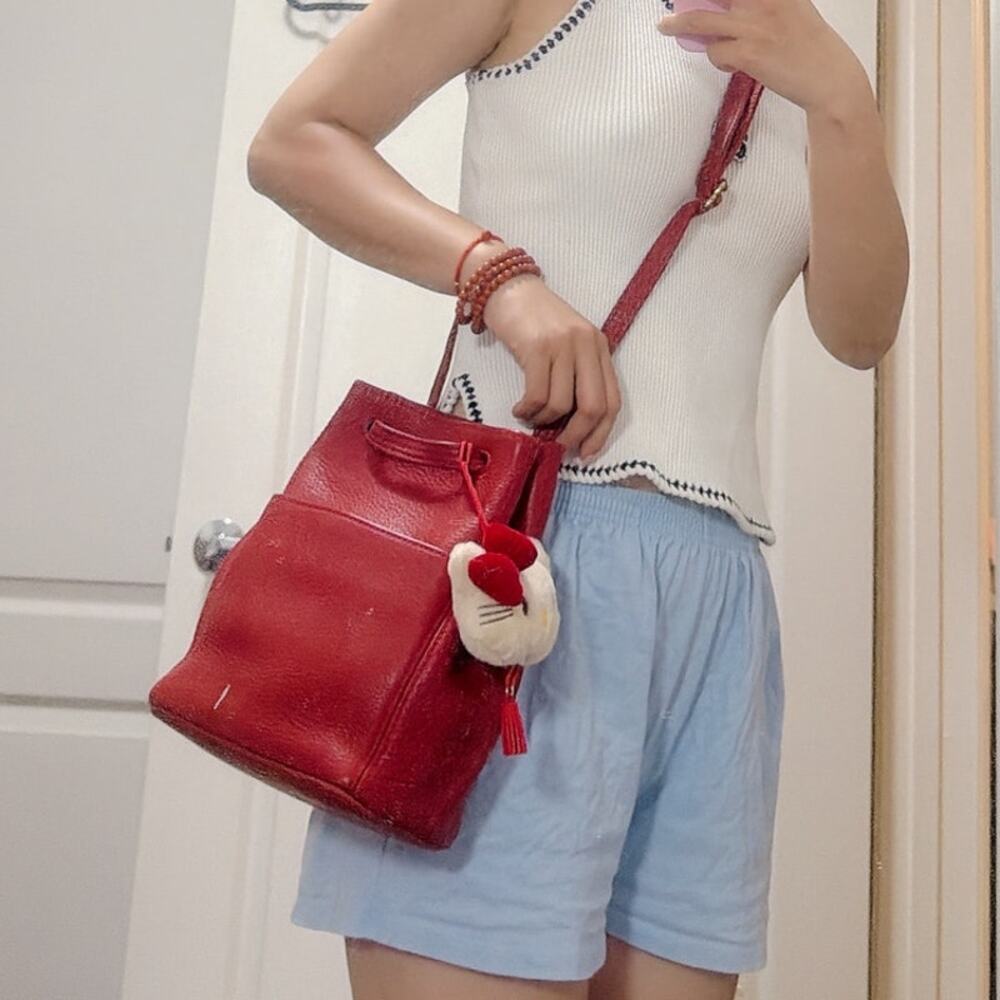 Coach Vintage Red Sonoma Leather Drawstring Bucket Bag 4923